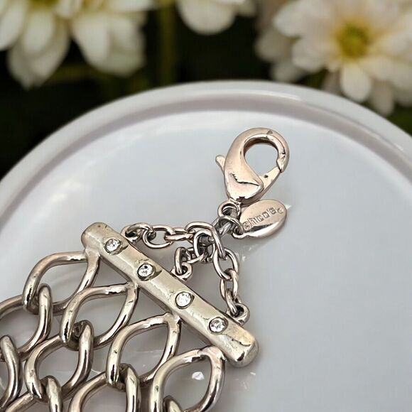 Chico's Necklace Statement Chainmail Crystals Gold Tone Chunky Fashion 11Z - Picture 4 of 8